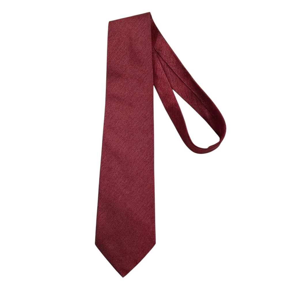 Balenciaga Paris Tie Mens Burgundy 100% Silk Narrow Luxury Designer Office Work